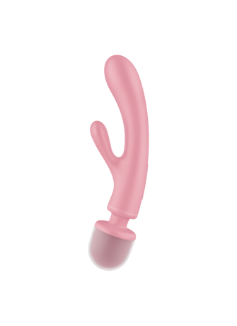 2 en 1 Vibromasseur rabbit et wand rose USB Triple Lover Satisfyer - CC597843